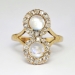 Mystical Art Nouveau 2.50ct t.w. Double Moonstone & Old Mine Cut Diamond Ring 10k