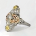 Art Deco Tri-Tone .20ct t.w. White Yellow Rose Art Deco Navette Diamond Ring 18k