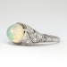 Gorgeous 3ct t.w. 1930's Opal & Diamond Filigree Platinum Ring