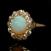 Perfect 1890's 2.25ctw Opal & Old European Cut Diamond Halo Ring 14k
