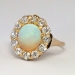 Perfect 1890's 2.25ctw Opal & Old European Cut Diamond Halo Ring 14k