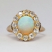 Perfect 1890's 2.25ctw Opal & Old European Cut Diamond Halo Ring 14k