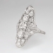 True Art Deco Queen 2.5ctw Old European Cut Diamond Navette Ring Platinum