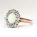 Victorian 1890's 1.35ctw Opal & Old European Cut Diamond Halo Ring 14k