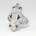 Art Deco 1.09ct t.w. Diamonds & Sapphires Navette Platinum Ring