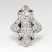 Art Deco 1.09ct t.w. Diamonds & Sapphires Navette Platinum Ring