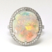 Phenomenal 9.8ct.w. Australian Solid Opal & Diamond Filigree Platinum Ring