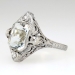 Art Deco 1930's 3.02ct t.w. Aquamarine & Diamond Filigree Engraved Ring 14k
