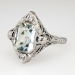 Art Deco 1930's 3.02ct t.w. Aquamarine & Diamond Filigree Engraved Ring 14k
