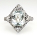 Art Deco 1930's 3.02ct t.w. Aquamarine & Diamond Filigree Engraved Ring 14k