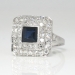 Art Deco 1930's 2.30ct t.w. Sapphire & Diamond Halo FIligree Platinum Ring