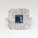 Art Deco 1930's 2.30ct t.w. Sapphire & Diamond Halo FIligree Platinum Ring