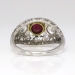 Art Deco 1930's 1.62ct t.w. Ruby & Diamond Filigree Platinum 18k Ring