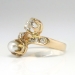 Edwardian 1920's .66ct t.w. Old Cushion Diamond Natural Pearl Bypass Ring 18k