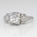 Art Deco 1930's .94ct t.w. Old European Cut Diamond & Hand Engraving Platinum Engagement Ring