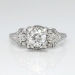 Art Deco 1930's .94ct t.w. Old European Cut Diamond & Hand Engraving Platinum Engagement Ring