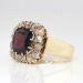 Victorian 1860's Antique 3.70ct t.w. Garnet & Old Mine Cut Diamond Halo Ring 18k