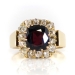 Victorian 1860's Antique 3.70ct t.w. Garnet & Old Mine Cut Diamond Halo Ring 18k