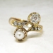 Edwardian 1920's .66ct t.w. Old Cushion Diamond Natural Pearl Bypass Ring 18k