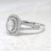 Estate .60ct t.w. Oval Diamond With Double Diamond Halo 14k White Gold Engagement Ring