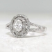 Estate .60ct t.w. Oval Diamond With Double Diamond Halo 14k White Gold Engagement Ring