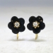 Antique Victorian 1890's Old Mine Cut Diamond Carved Black Genuine Jet 14k Screw-Back Earrings