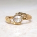Vintage Unique 1950's .35ct Bezel Rose Cut Diamond Solitaire Engagement Ring Rose Yellow Gold 14k