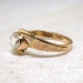 Vintage Unique 1950's .35ct Bezel Rose Cut Diamond Solitaire Engagement Ring Rose Yellow Gold 14k