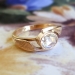 Vintage Unique 1950's .35ct Bezel Rose Cut Diamond Solitaire Engagement Ring Rose Yellow Gold 14k