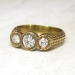 Art Deco Vintage 1930's Diamond Three Stone Engagement Wedding Anniversary Ring 18k Yellow Gold