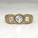 Art Deco Vintage 1930's Diamond Three Stone Engagement Wedding Anniversary Ring 18k Yellow Gold