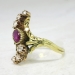 Antique Art Nouveau 1900's Ruby & Old European Cut Diamond Anniversary Cocktail Ring 18k
