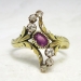 Antique Art Nouveau 1900's Ruby & Old European Cut Diamond Anniversary Cocktail Ring 18k