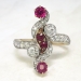Edwardian Antique 1.83ct t.w. Ruby & Old European Cut Diamond Anniversary Cocktail Ring 18k Platinum