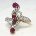 Edwardian Antique 1.83ct t.w. Ruby & Old European Cut Diamond Anniversary Cocktail Ring 18k Platinum