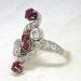 Edwardian Antique 1.83ct t.w. Ruby & Old European Cut Diamond Anniversary Cocktail Ring 18k Platinum