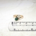 Antique Victorian 1890's .87ct t.w. Old Mine Cut Diamond & Natural Green Turquoise Bypass Rose Gold Ring 14k