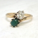 Antique Victorian 1890's .87ct t.w. Old Mine Cut Diamond & Natural Green Turquoise Bypass Rose Gold Ring 14k