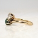 Antique Victorian 1890's .87ct t.w. Old Mine Cut Diamond & Natural Green Turquoise Bypass Rose Gold Ring 14k
