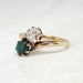 Antique Victorian 1890's .87ct t.w. Old Mine Cut Diamond & Natural Green Turquoise Bypass Rose Gold Ring 14k