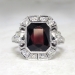 Art Deco 1930's Vintage 4.24ct t.w. Emerald Cut Garnet & Old European Cut Diamond Ring