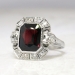 Art Deco 1930's Vintage 4.24ct t.w. Emerald Cut Garnet & Old European Cut Diamond Ring