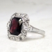 Art Deco 1930's Vintage 4.24ct t.w. Emerald Cut Garnet & Old European Cut Diamond Ring
