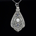 Art Deco 1930's Vintage .27ct t.w. Filigree Sapphire & Old European Cut Diamond Pendant 14k White Gold
