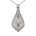 Art Deco 1930's Vintage .27ct t.w. Filigree Sapphire & Old European Cut Diamond Pendant 14k White Gold