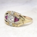 Art Deco 1930's Vintage .75ct t.w. Old European Cut Diamond & Lab Ruby Engagement Ring 14k Platinum