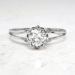 Vintage .57ct Russian Solitaire Old European Cut Diamond 18k White Gold Engagement Ring