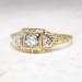 Art Deco 1930's Engagement Ring .10ct t.w. Old European Cut Diamond Engagement Ring Two Tone 14k/10k