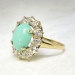 Vintage Art Deco 1930's 4.89ct t.w. Turquoise & Old European Cut Diamond Cocktail Ring 14k