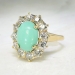 Vintage Art Deco 1930's 4.89ct t.w. Turquoise & Old European Cut Diamond Cocktail Ring 14k
